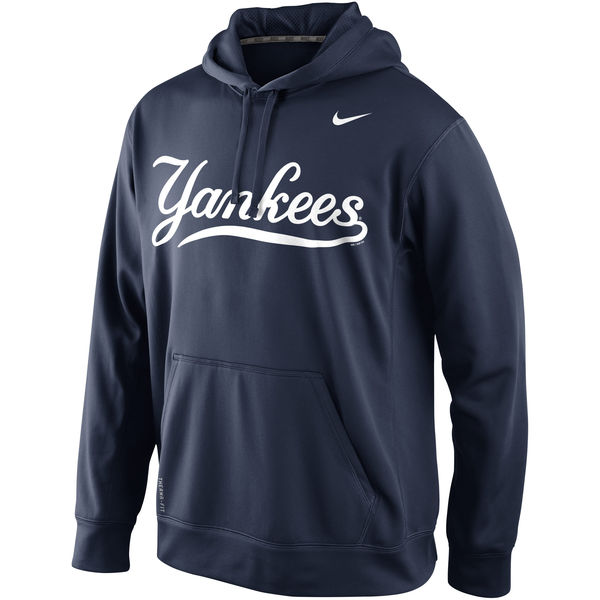 Men New York Yankees Nike KO Wordmark Perfomance Hoodie Navy